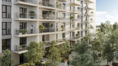 Bloc de apartamente noi cu balcoane și spații verzi, piața imobiliară România 2026. Foto ilustrativ.