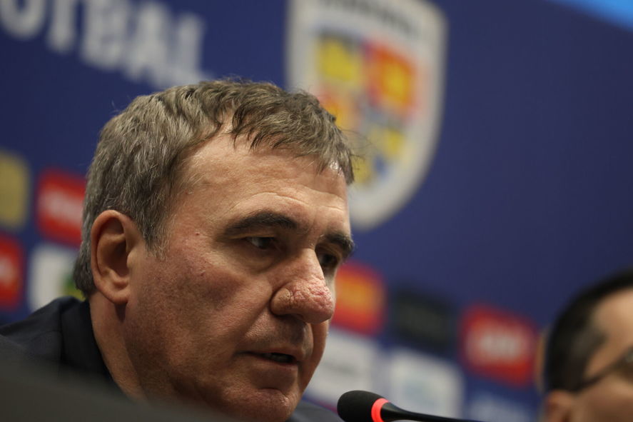 Gică Hagi la conferința de presă în care a anunțat primul lot ca selecționer al României. Foto: FRF.